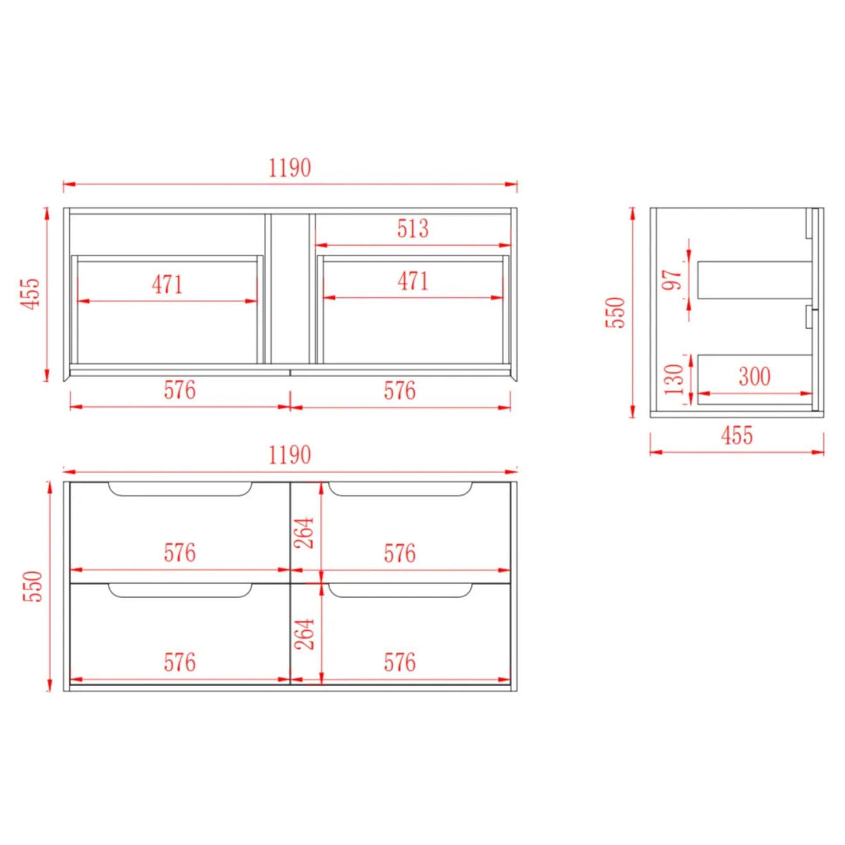 VITO BROOKLYN ASHWOOD 1200MM SINGLE BOWL WALL HUNG VANITY
