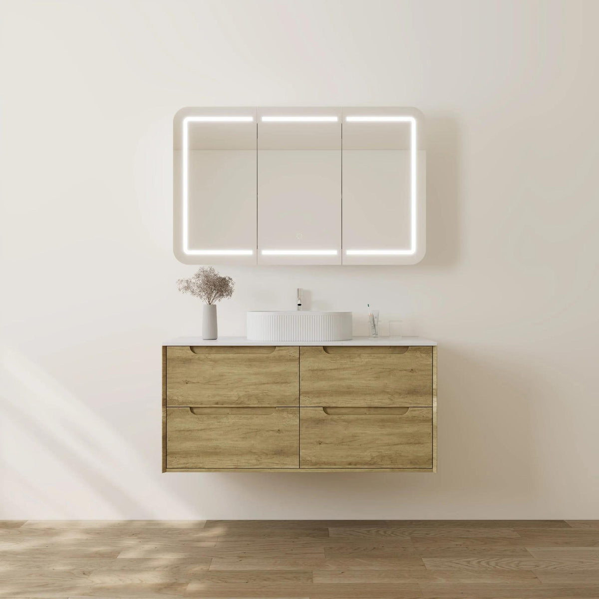 VITO BROOKLYN ASHWOOD 1200MM SINGLE BOWL WALL HUNG VANITY
