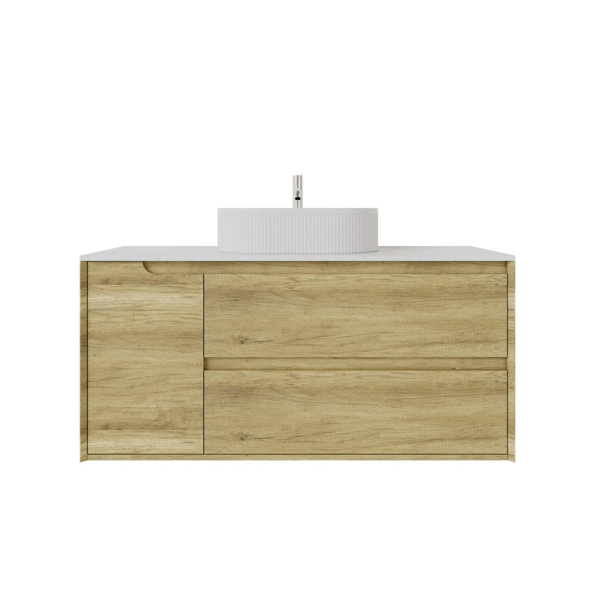 VITO BROOKLYN ASHWOOD 1200MM SINGLE BOWL WALL HUNG VANITY (RIGHT HAND DRAWER)