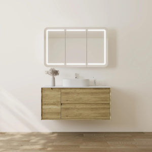 VITO BROOKLYN ASHWOOD 1200MM SINGLE BOWL WALL HUNG VANITY (RIGHT HAND DRAWER)