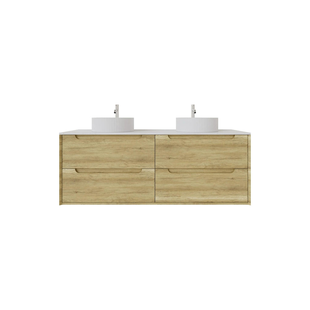 VITO BROOKLYN ASHWOOD 1500MM DOUBLE BOWL WALL HUNG VANITY