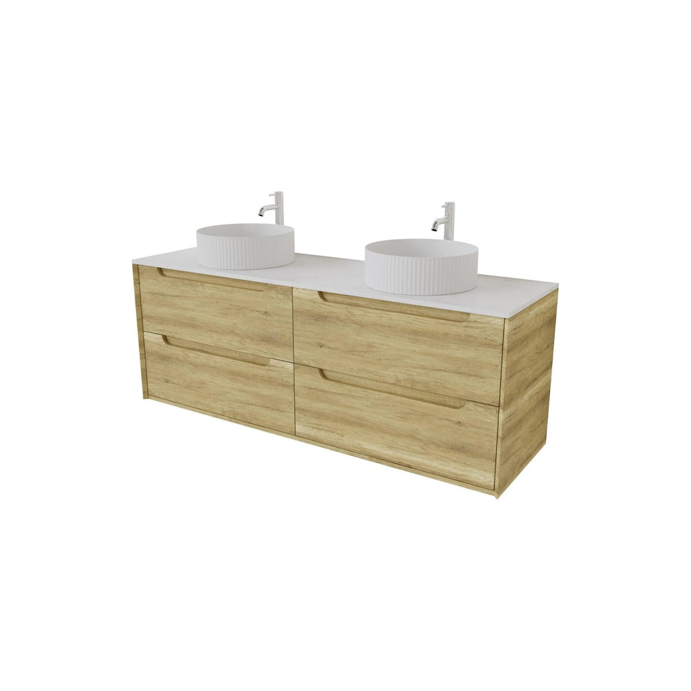 VITO BROOKLYN ASHWOOD 1500MM DOUBLE BOWL WALL HUNG VANITY