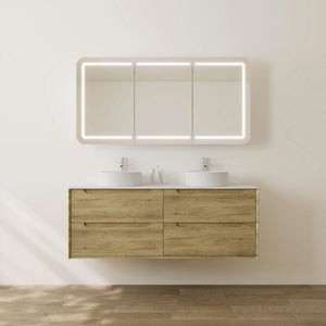 VITO BROOKLYN ASHWOOD 1500MM DOUBLE BOWL WALL HUNG VANITY
