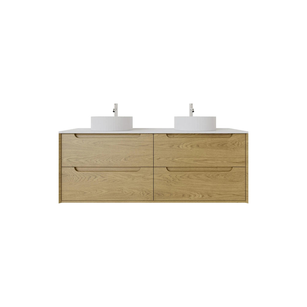 VITO BROOKLYN RED OAK 1500MM DOUBLE BOWL WALL HUNG VANITY