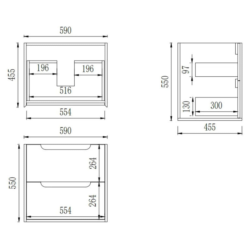 VITO BROOKLYN RED OAK 600MM SINGLE BOWL WALL HUNG VANITY