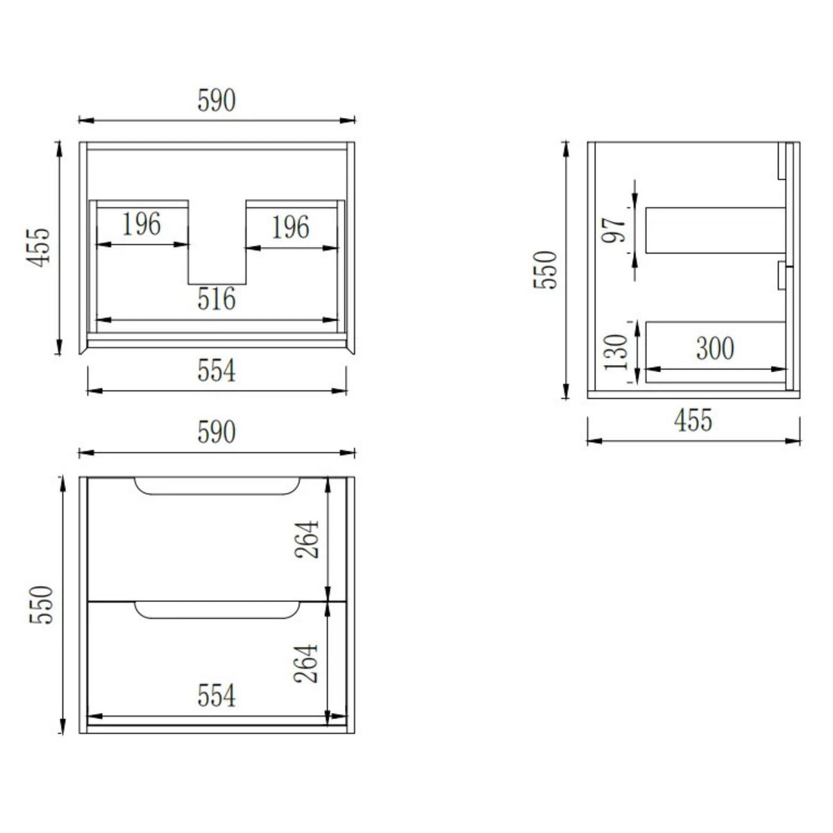 VITO BROOKLYN RED OAK 600MM SINGLE BOWL WALL HUNG VANITY