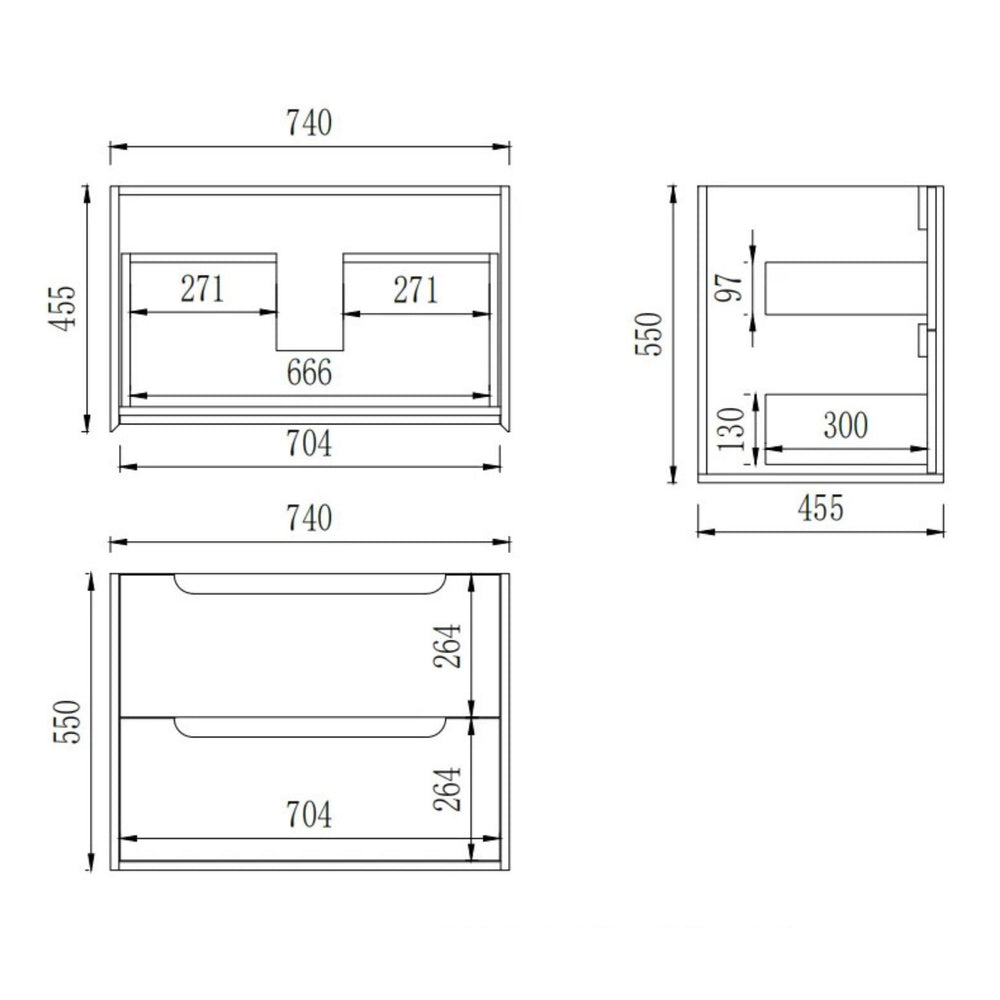 VITO BROOKLYN ASHWOOD 750MM SINGLE BOWL WALL HUNG VANITY