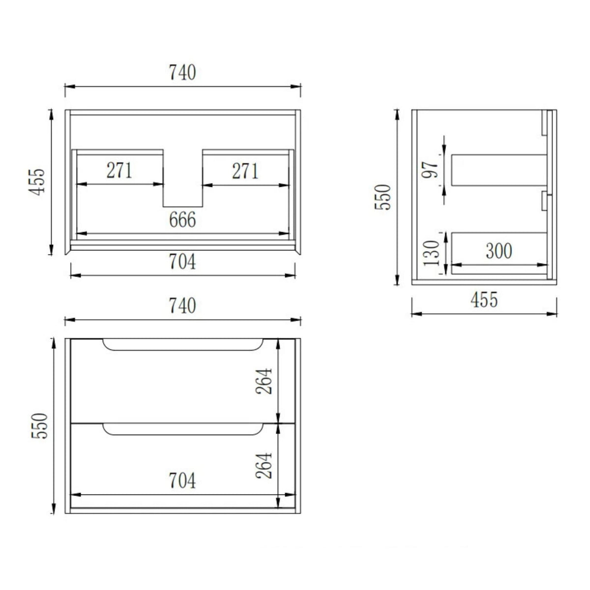VITO BROOKLYN ASHWOOD 750MM SINGLE BOWL WALL HUNG VANITY