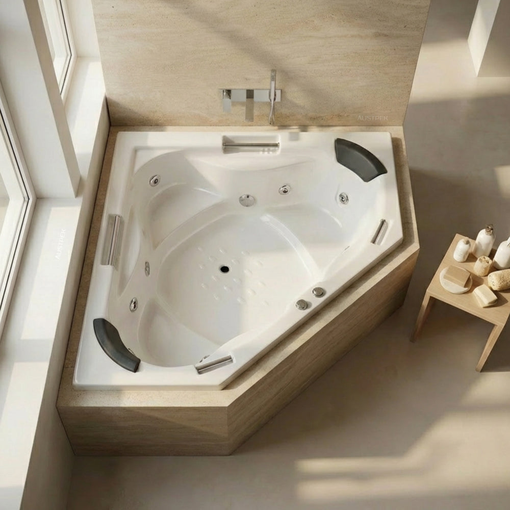 BROADWAY ALHAMBRA CORNER SPA BATHTUB WHITE 1490MM WITH JET