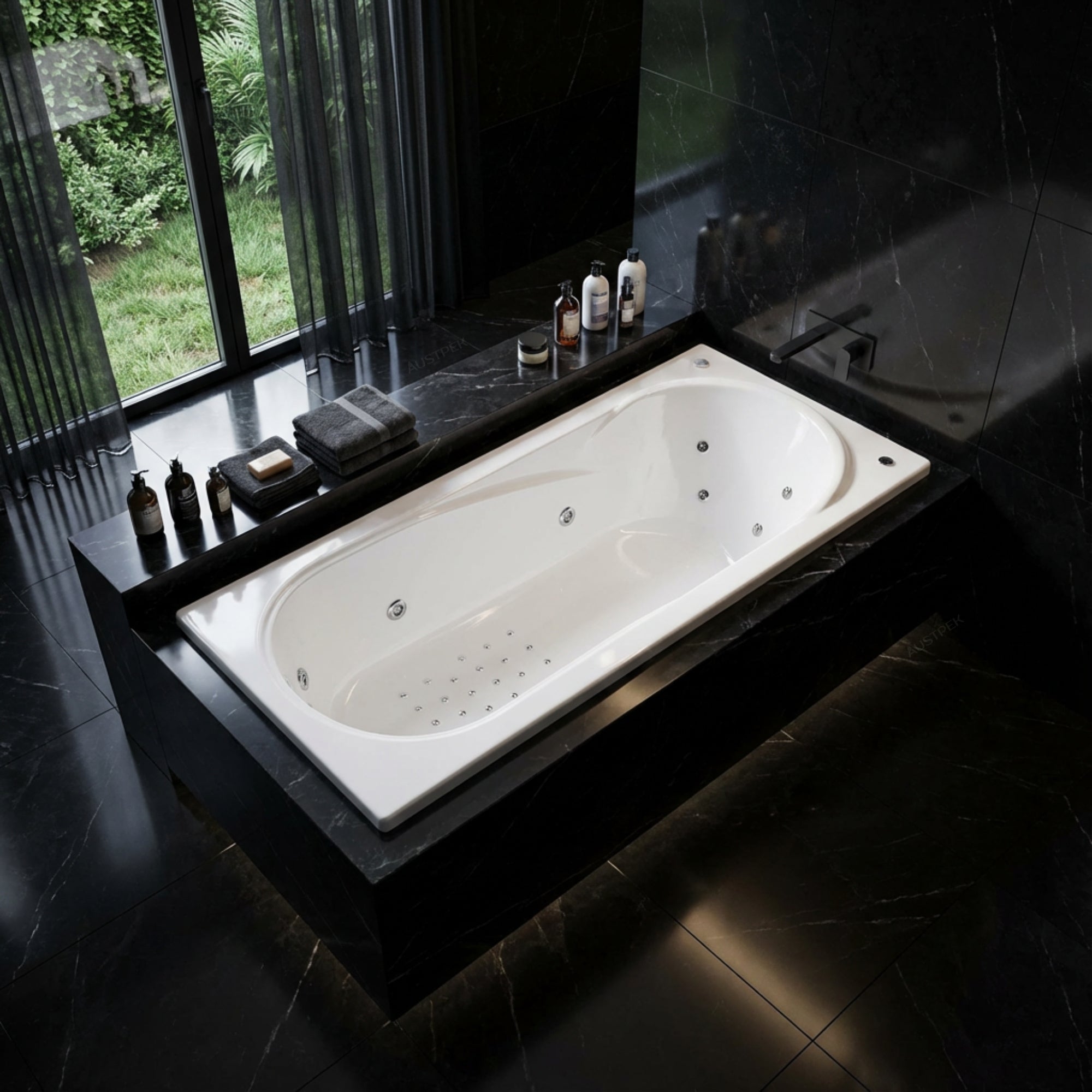 BROADWAY ALLURA SPA BATH GLOSS WHITE 1800MM WITH DIFFERENT JET CONFIGURATIONS