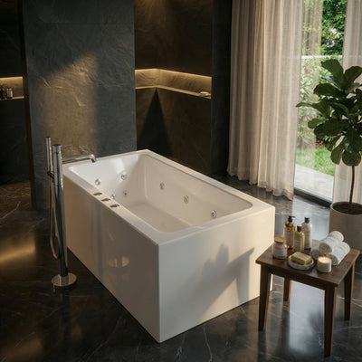 BROADWAY ATAUD FREESTANDING SPA BATH GLOSS WHITE (AVAILABLE IN 1520MM AND 1700MM) WITH 12-JETS