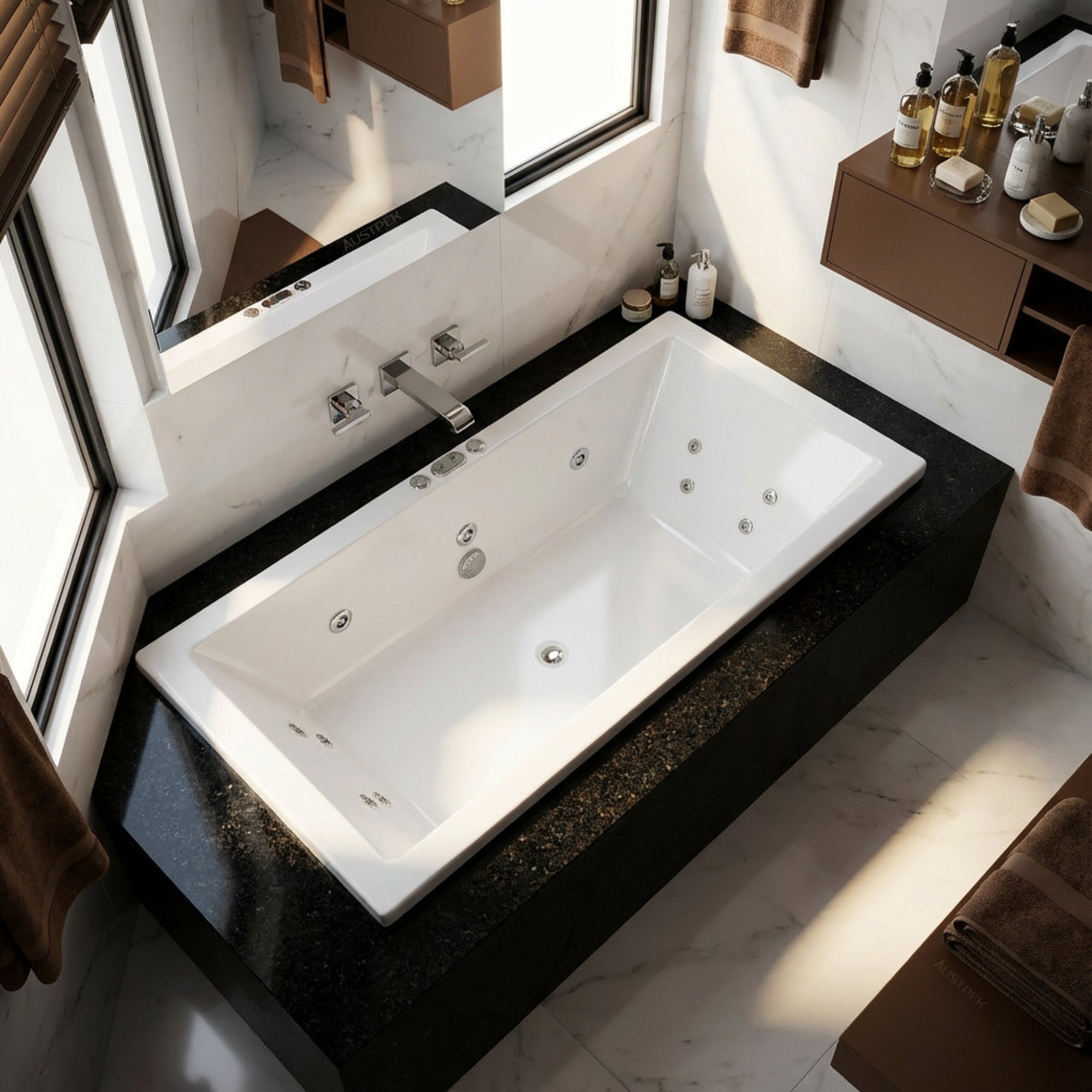 BROADWAY CATOLINA BUILT-IN SPA GLOSS WHITE (AVAILABLE IN 1550MM, 1680MM AND 1800MM) WITH JET CONFIGURATIONS
