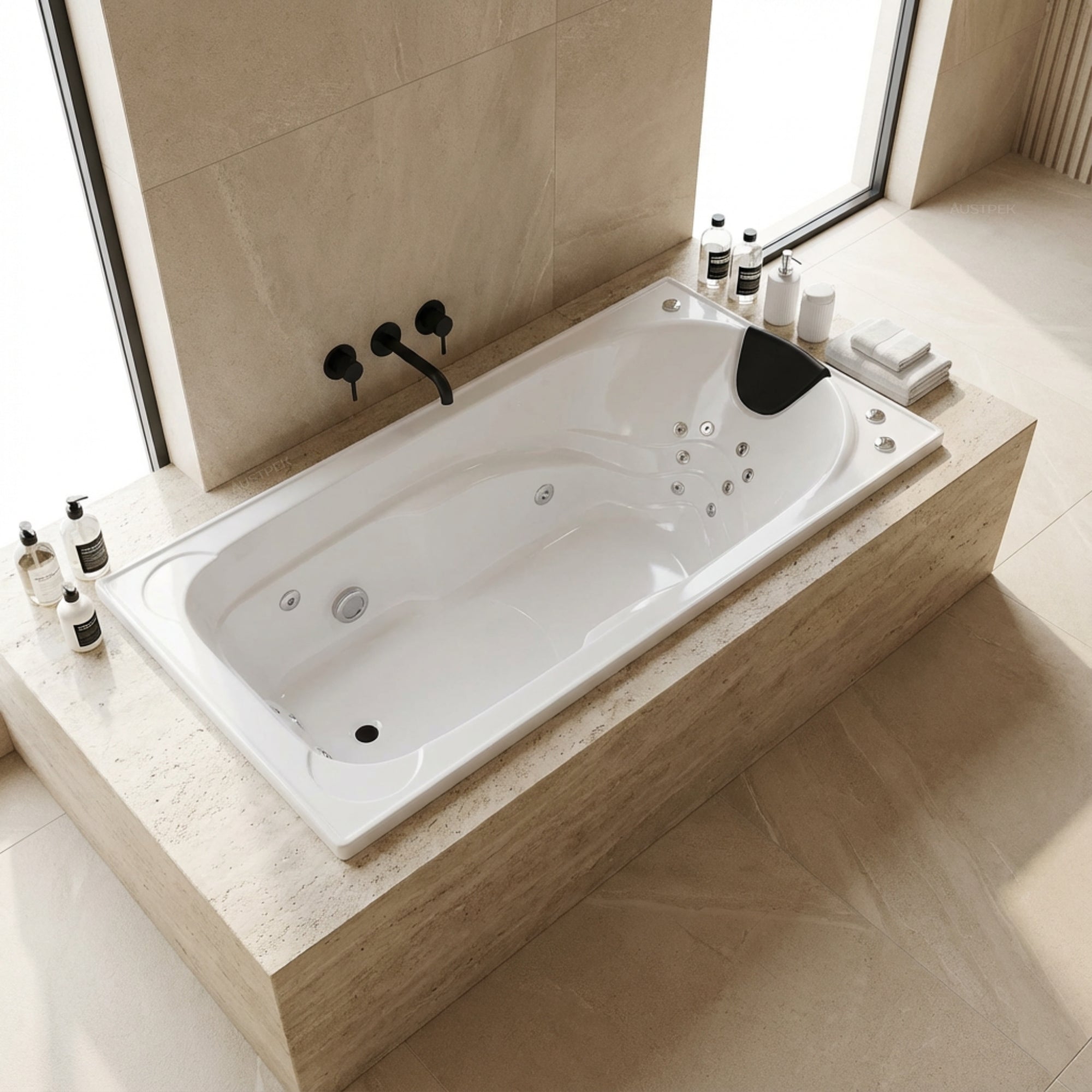 BROADWAY ELISE SPA BATHTUB WHITE 1690MM WITH 16 JETS