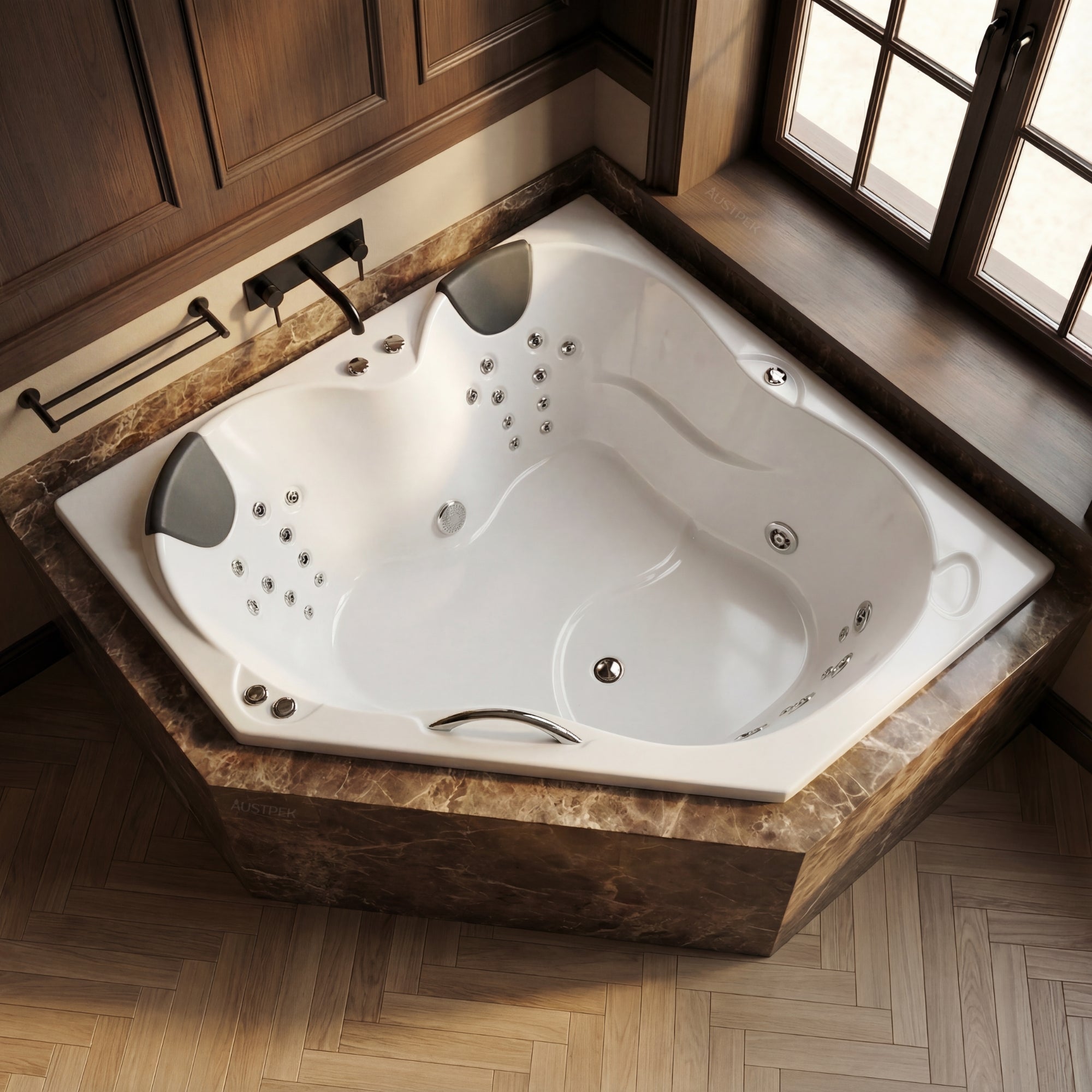 BROADWAY KARMEN CORNER SPA BATHUB WHITE 1400MM WITH 28-JETS