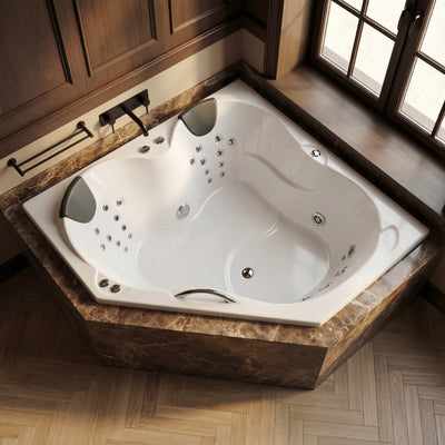 BROADWAY KARMEN CORNER SPA BATHUB WHITE 1400MM WITH 28-JETS