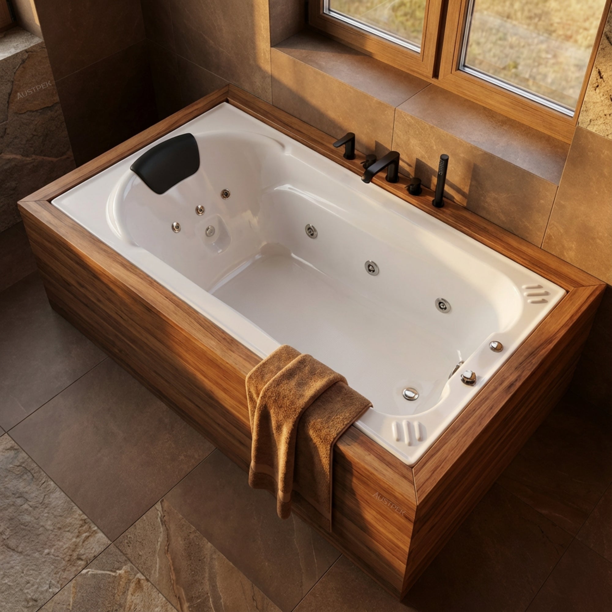 BROADWAY MONTILLO SPA BATH GLOSS WHITE 1670MM WITH 10-JETS