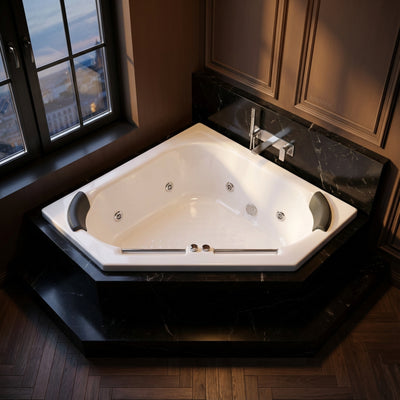 BROADWAY VILLENA CORNER SPA BATH WHITE 1350MM WITH JET CONFIGURATIONS
