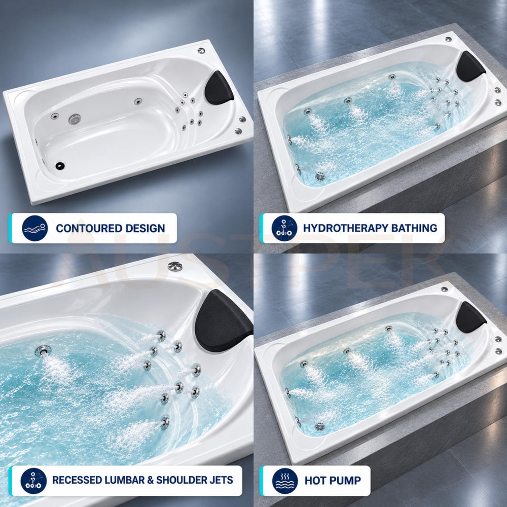 BROADWAY ELISE SPA BATHTUB WHITE 1690MM WITH 16 JETS