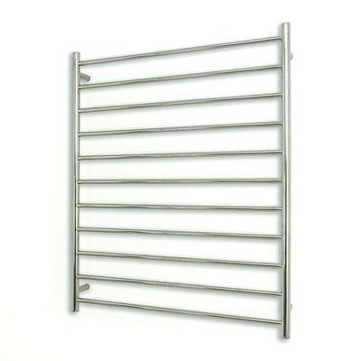 RADIANT HEATING 10-BARS ROUND HEATED TOWEL RAIL BRUSHED SATIN 130WATTS 750MM