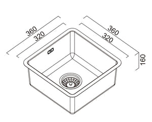 SCHOCK BS SINGLE BOWL BAR SINK BLACK PEARL 360MM