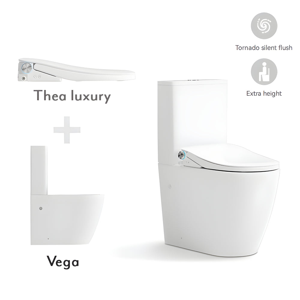 LAFEME THEA LUXURY VEGA RIMLESS BACK TO WALL TORNADO SMART TOILET W/ AUTOLID WHITE