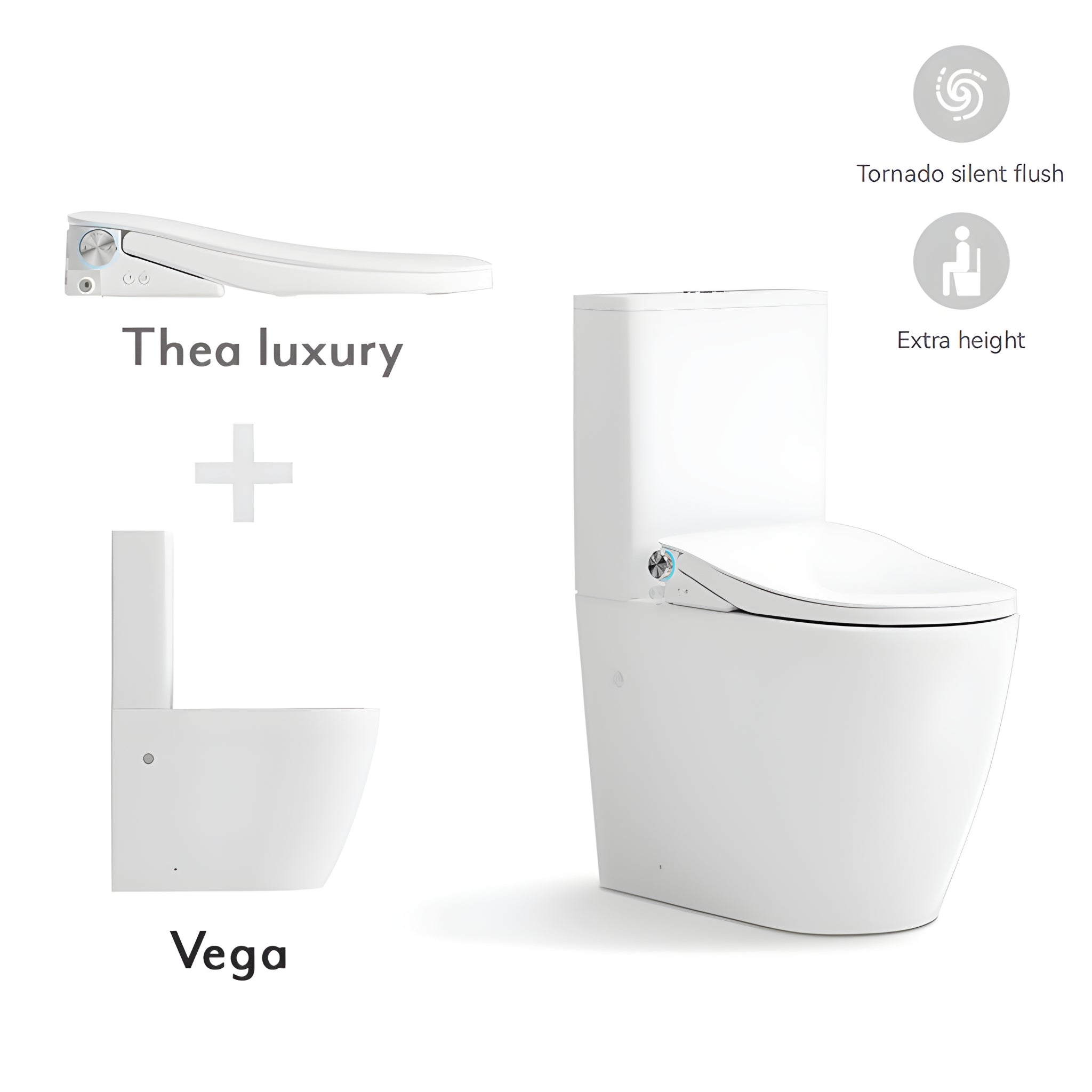 LAFEME THEA LUXURY VEGA RIMLESS BACK TO WALL TORNADO SMART TOILET W/ AUTOLID WHITE