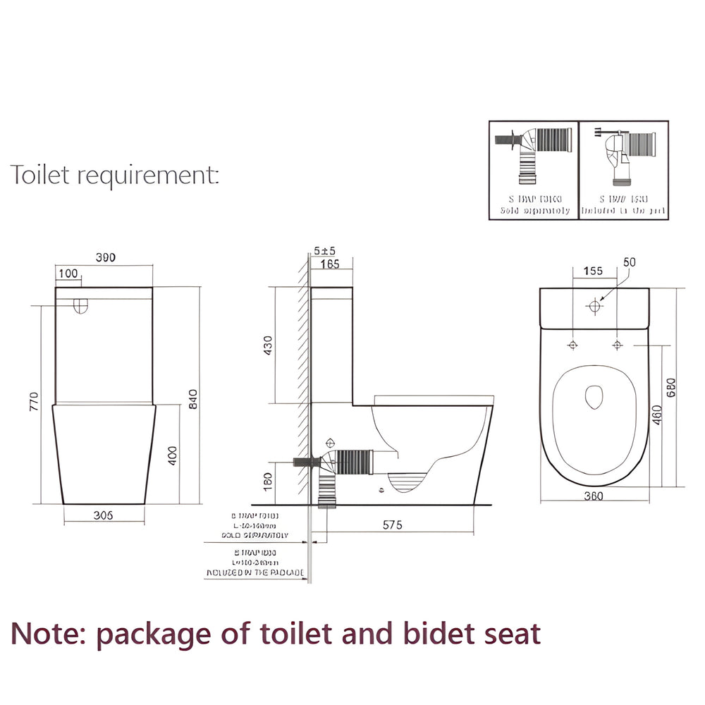 LAFEME THEA STANDARD LUNA RIMLESS BACK TO WALL SMART TOILET WHITE