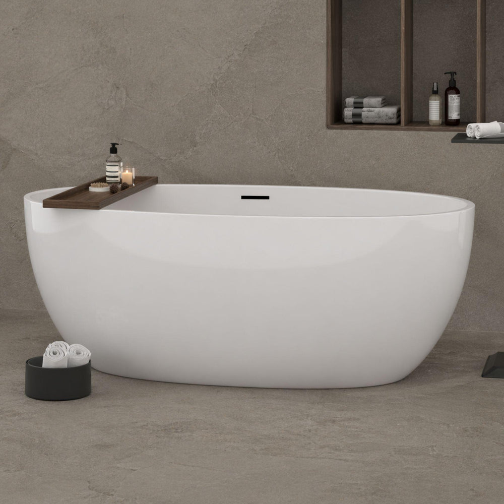 ZUMI MILA EGG-SHAPED FREESTANDING BATHTUB WITH OVERFLOW GLOSS WHITE (AVAILABLE IN 1500MM AND 1700MM)