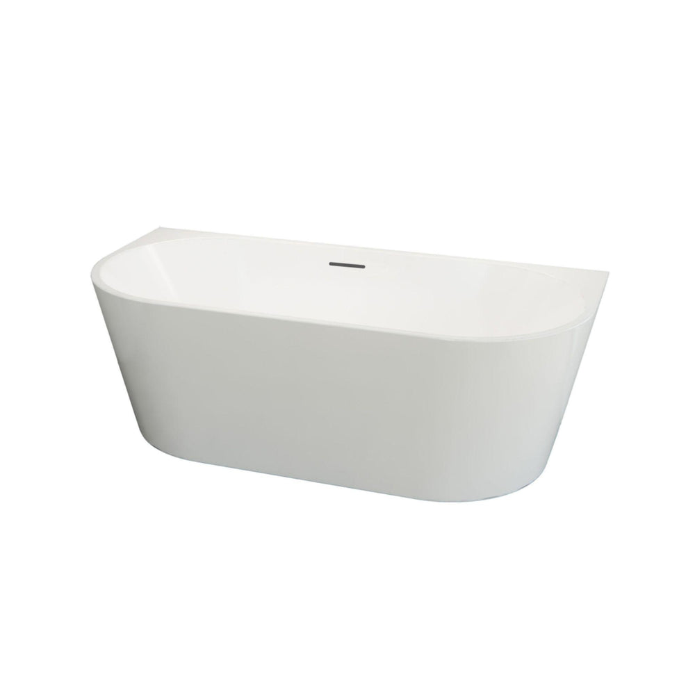 ZUMI MILA FREESTANDING BACK TO WALL BATHTUB WITH OVERFLOW GLOSS WHITE (AVAILABLE IN 1400MM, 1500MM AND 1700MM)