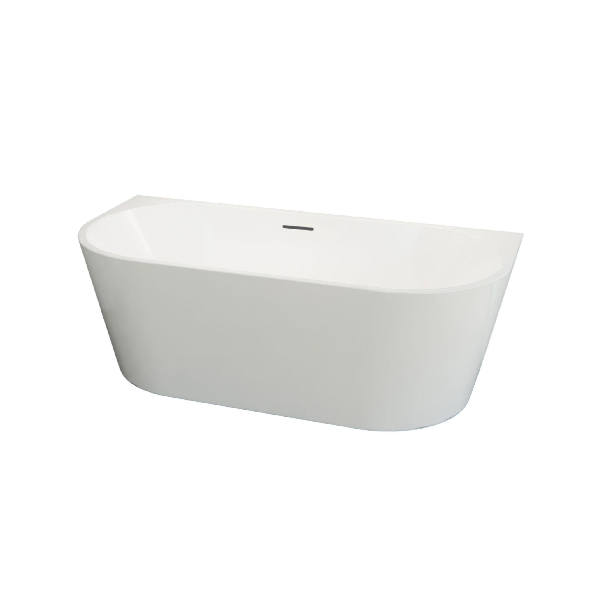 ZUMI MILA FREESTANDING BACK TO WALL BATHTUB WITH OVERFLOW GLOSS WHITE (AVAILABLE IN 1400MM, 1500MM AND 1700MM)