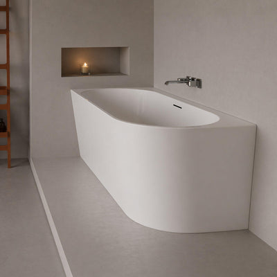 ZUMI MILA FREESTANDING LEFT CORNER BATHTUB WITH OVERFLOW GLOSS WHITE (AVAILABLE IN 1500MM AND 1700MM)