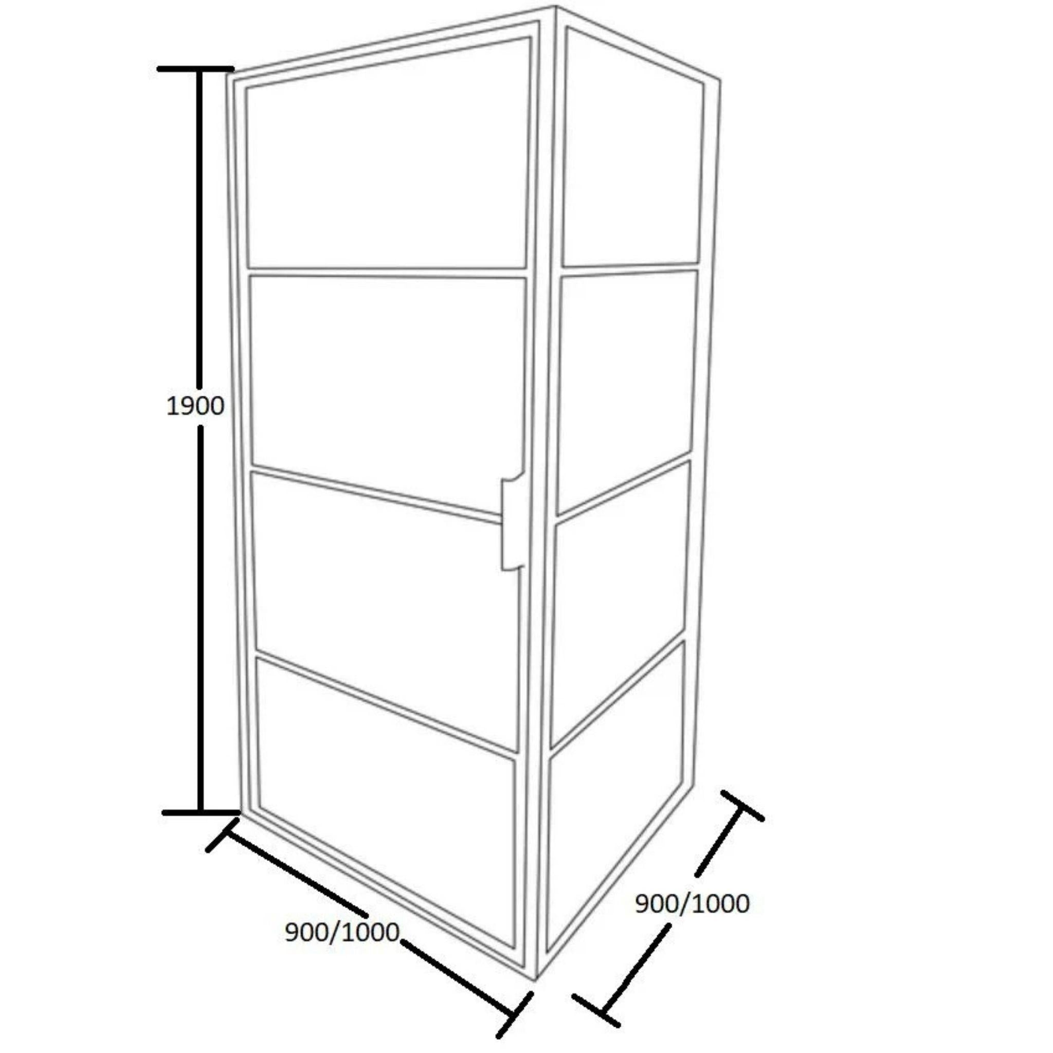 BTH FRAMED PIVOT DOOR CORNER SHOWER SCREEN BLACK
