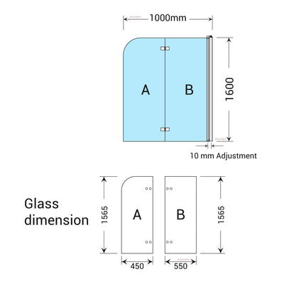 BELLA VISTA FRAMELESS DOUBLE SWINGING BATH SHOWER SCREEN CHROME