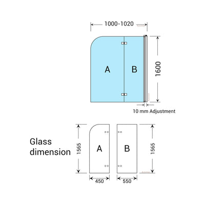 BELLA VISTA FRAMELESS FIXED AND SWING BATH SHOWER SCREEN CHROME