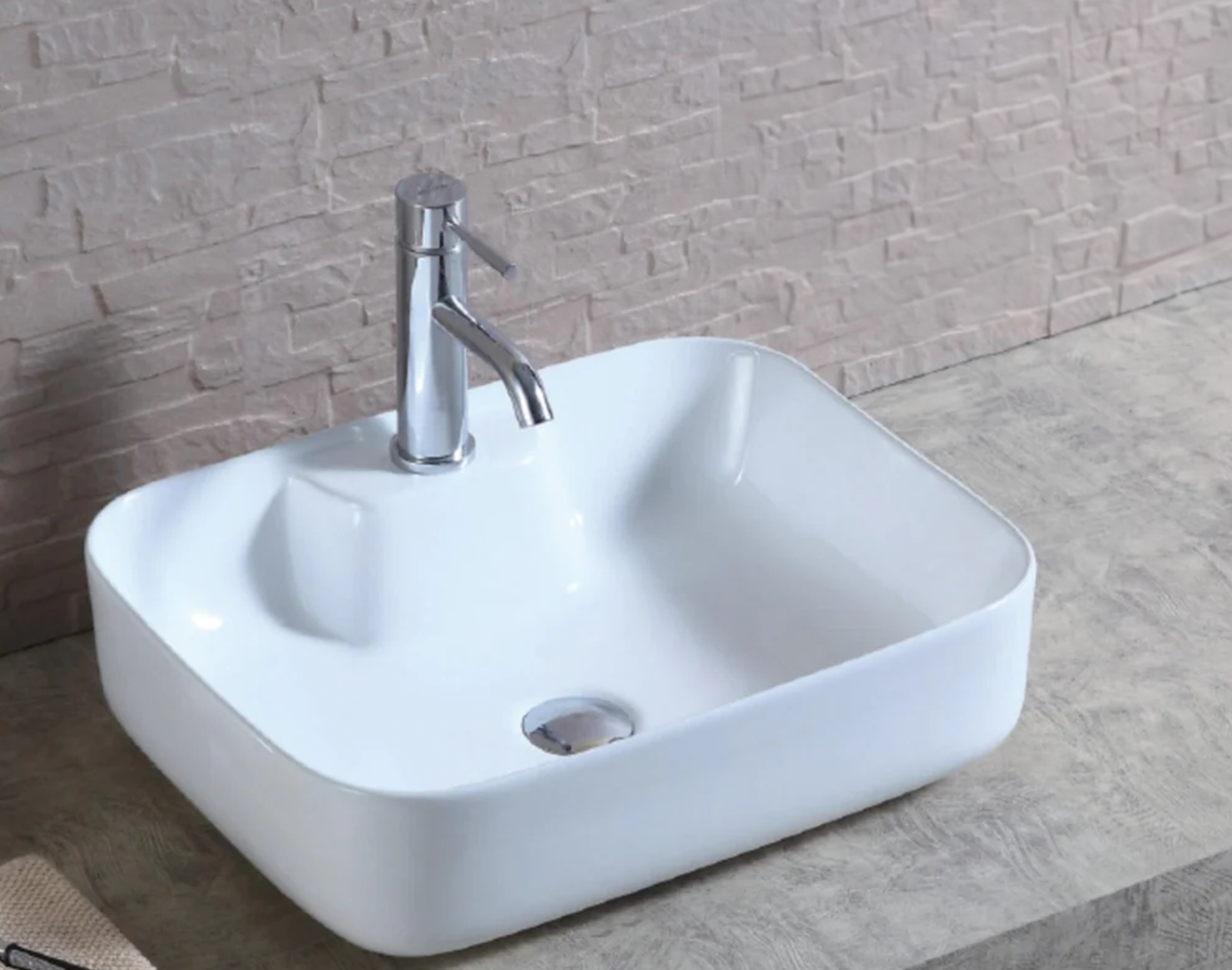 BTH POLAR ABOVE COUNTER SQUARE CERAMIC ARTISTIC BASIN WHITE 510MM