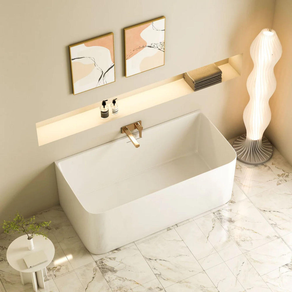 MERCIO BULLION ULTRA THIN BACK TO WALL BATHTUB GLOSS WHITE (AVAILABLE IN 1500MM AND 1700MM)