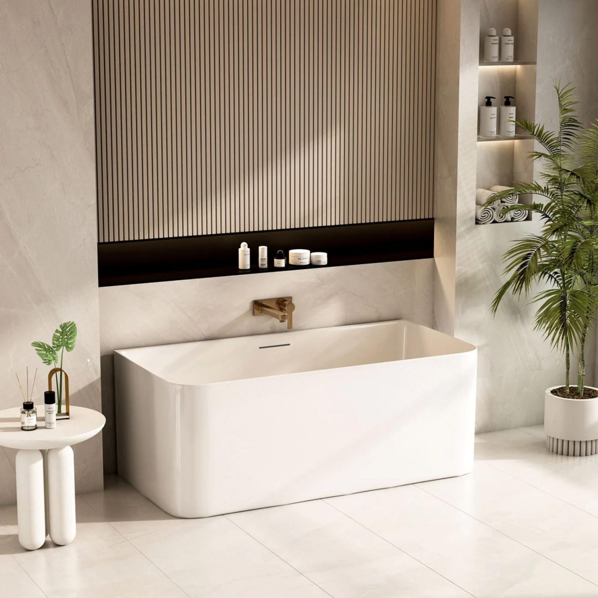 MERCIO BULLION ULTRA THIN BACK TO WALL BATHTUB GLOSS WHITE (AVAILABLE IN 1500MM AND 1700MM)