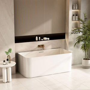 MERCIO BULLION ULTRA THIN BACK TO WALL BATHTUB GLOSS WHITE (AVAILABLE IN 1500MM AND 1700MM)
