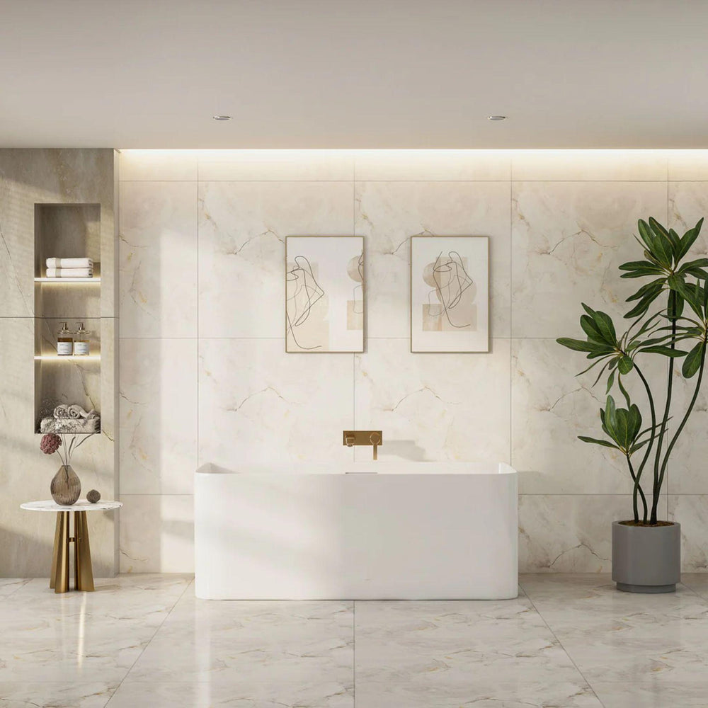 MERCIO BULLION ULTRA THIN BACK TO WALL BATHTUB GLOSS WHITE (AVAILABLE IN 1500MM AND 1700MM)