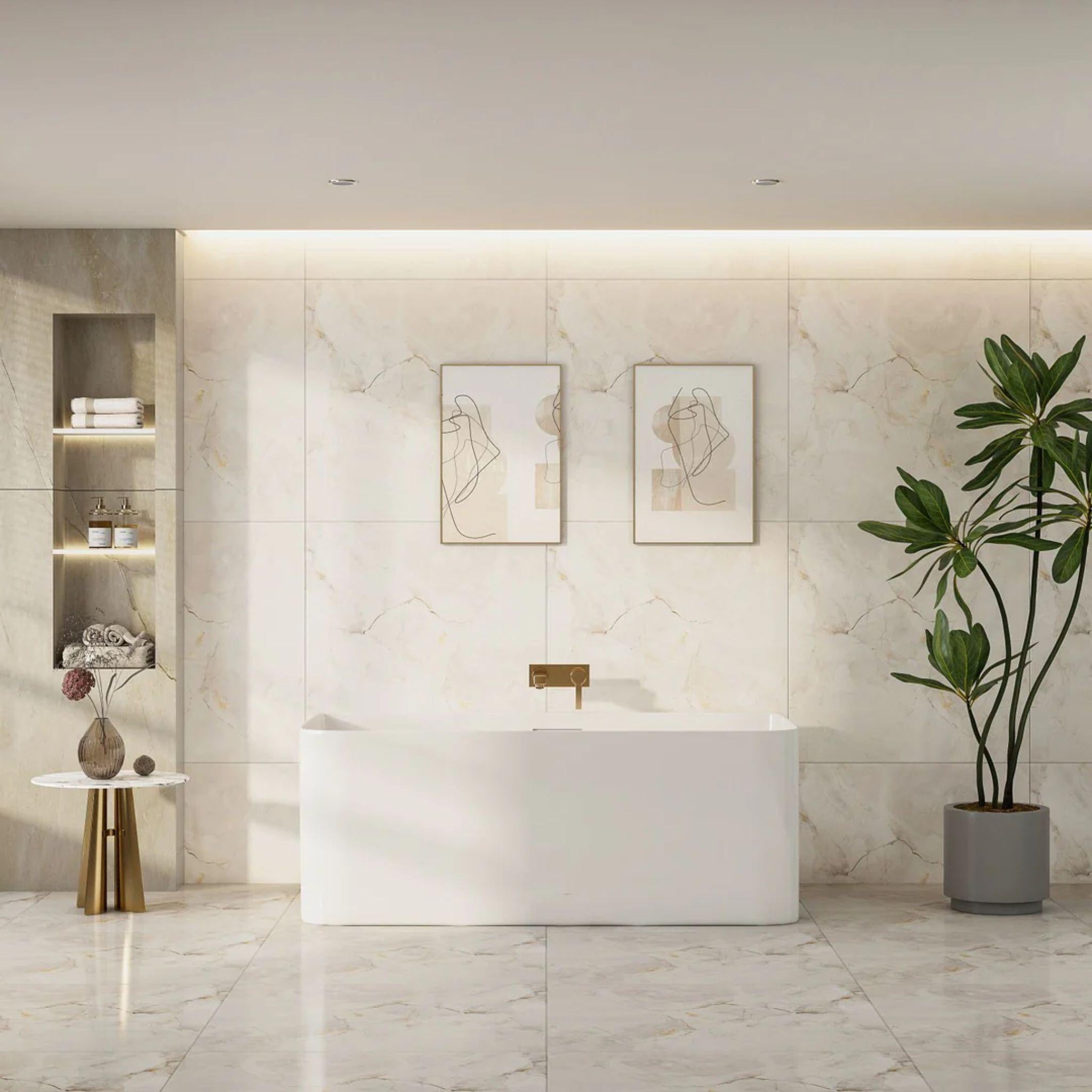 MERCIO BULLION ULTRA THIN BACK TO WALL BATHTUB GLOSS WHITE (AVAILABLE IN 1500MM AND 1700MM)