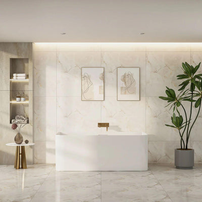 MERCIO BULLION ULTRA THIN BACK TO WALL BATHTUB GLOSS WHITE (AVAILABLE IN 1500MM AND 1700MM)