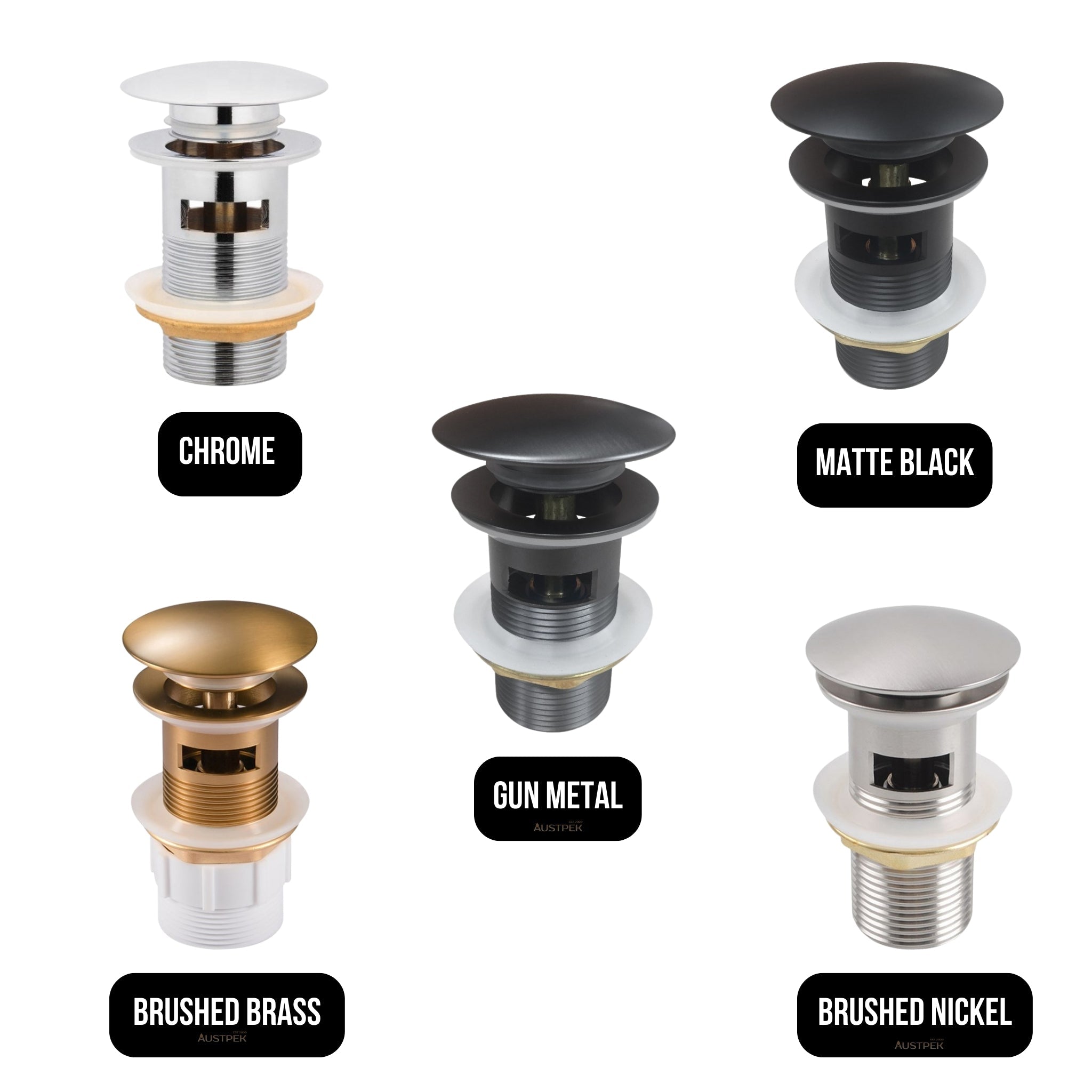 AQUAPERLA POPUP OVERFLOW BASIN WASTE 32MM BRUSHED BRASS