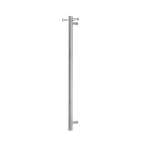 AQUAPERLA ROUND VERTICAL HEATED SINGLE BAR TOWEL RACK BRUSHED NICKEL 950MM
