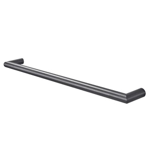 AQUAPERLA ROUND HORIZONTAL ELECTRIC SINGLE BAR HEATED TOWEL RACK BRUSHED GUN METAL GREY 780MM