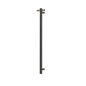 AQUAPERLA ROUND VERTICAL HEATED SINGLE BAR TOWEL RACK BRUSHED GUN METAL GREY 950MM