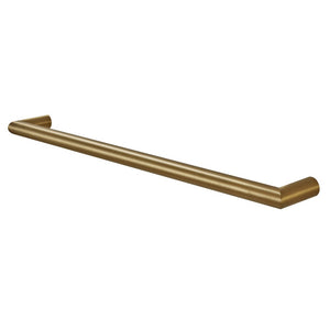 AQUAPERLA ROUND HORIZONTAL SINGLE BAR HEATED TOWEL RACK BRUSHED BRASS 780MM