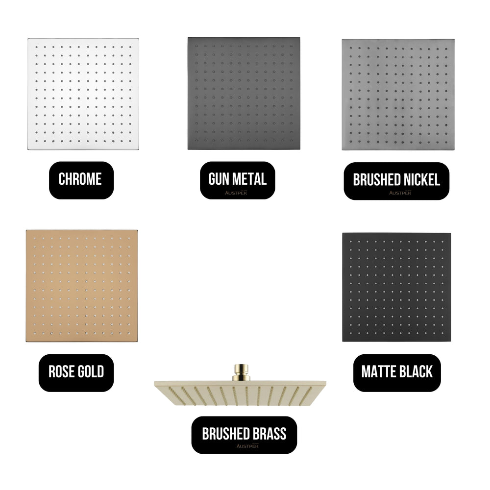 AQUAPERLA SQUARE SHOWER HEAD 250MM MATTE BLACK