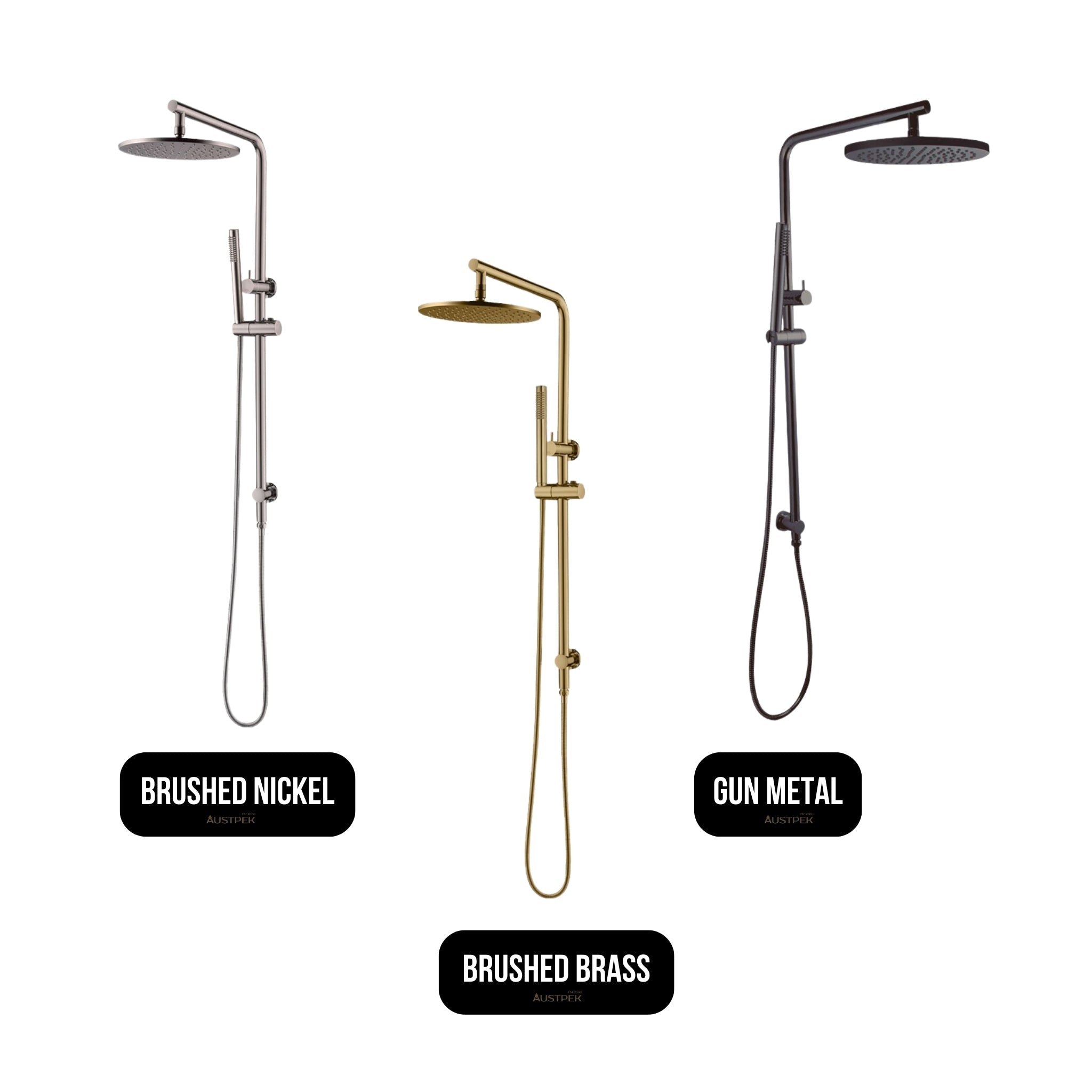 AQUAPERLA ROUND TWIN SHOWER BRUSHED BRASS