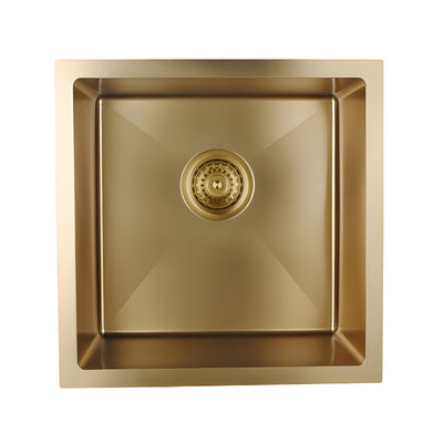 AQUAPERLA T304 HANDMADE SINGLE BOWL SINK BRUSHED YELLOW GOLD 440MM