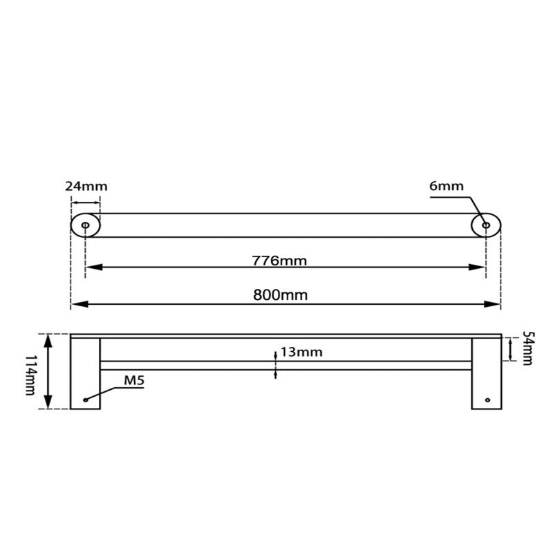 AQUAPERLA RUSHY DOUBLE TOWEL RAIL CHROME (AVAILABLE IN 600MM AND 800MM)